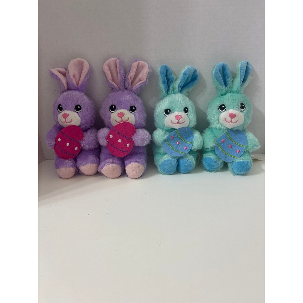 Set of 4 Easter Bunny Plush Stuffed Animals Colorful Egg Plush Toys